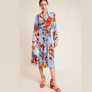 Misa Los Angeles Floral Midi Dress - Blue and Red